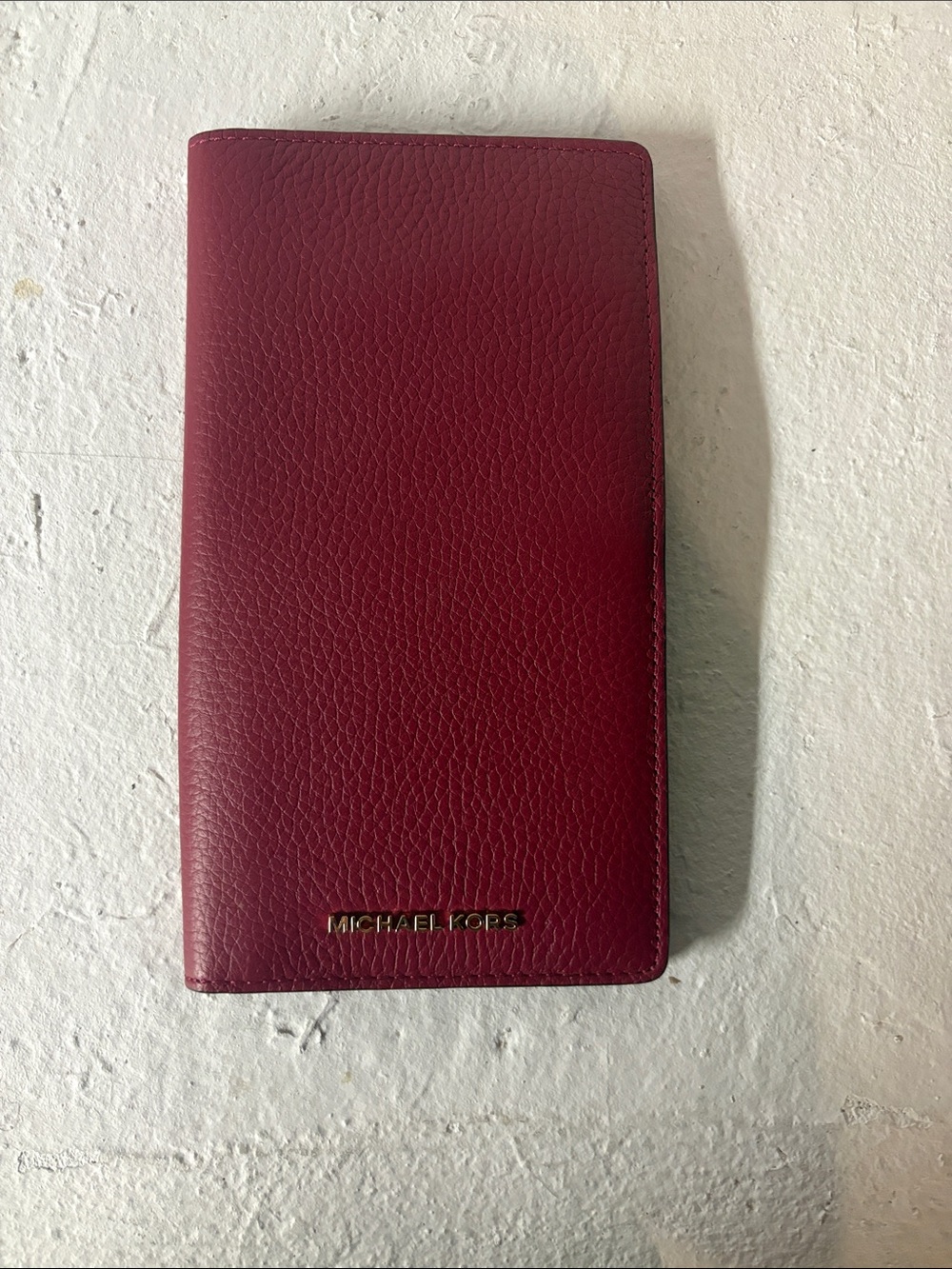 Pebbled red leather Michael Kors long wallet